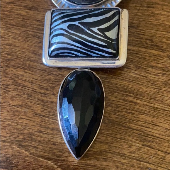 Sterling S black onyx’s handmade pendant brooch - Picture 3 of 6